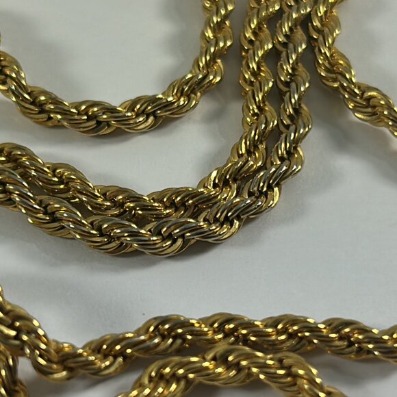 Gold Tone Twisted Chain Necklace Double Strand 24" Unhook for Single Strand 54" - Picture 4 of 7